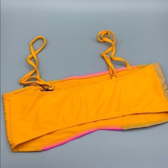 Ellejay Lauren Pink Orange Color Block Bandeau Bikini Top Size Large NWT - Picture 4 of 8